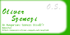 oliver szenczi business card